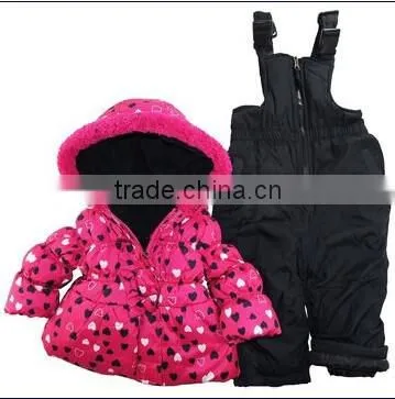 new design baby clothes padded coat suspender baby girls winter suit jacket overall children clothes sets