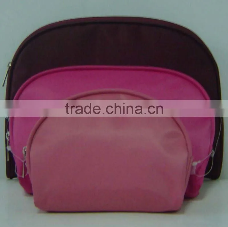New Zipper microfiber Travel Ladies three-piece Cosmetic Bag set