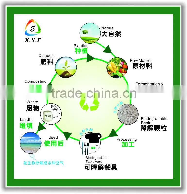 biodegradable disposable cornstarch 9 inch plastic plate with shrink pack