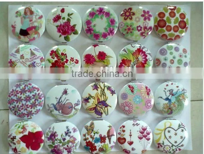 cosmetic mirror compact with decoration firing