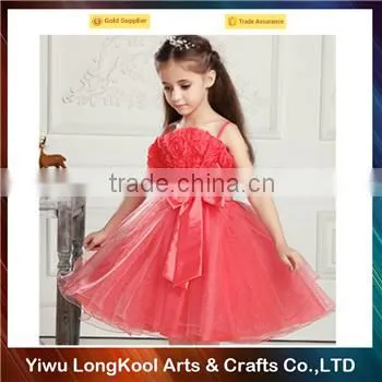 2016 Korean design baby girl wedding dress pink flower girl dress