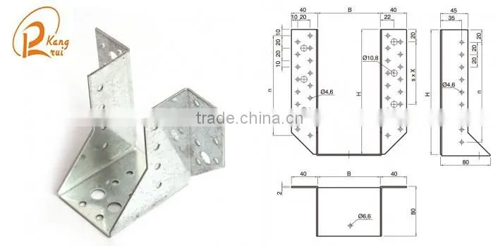 Galvanized hanger for wood connector