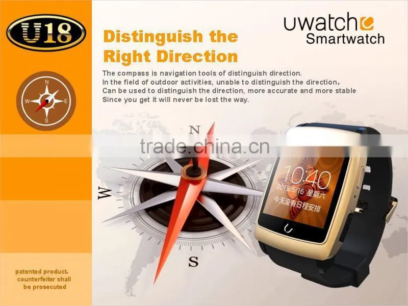 U18 Bluetooth Smart Watch WristWatch GPS WIFI for Smartphones IOS Android Apple iphone 4/4S/5/5C/5S Android Samsung