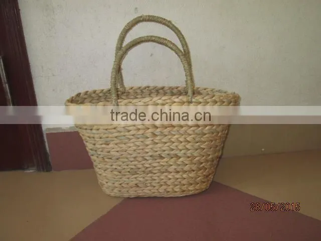 New produts! Eco-friendly water hyacinth handbag with leather handles, fashionable looking, cheap price, from Vietnam