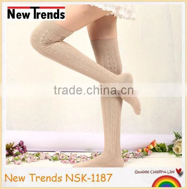 Fancy girls crochet knee high sock