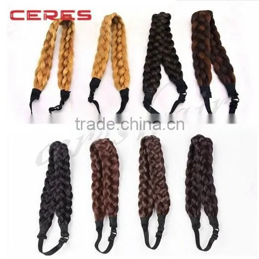 afro black half braid and half curly long synthetic lace front braided wig braided headband wig