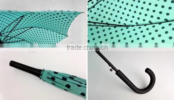 Ladies Long Umbrella with Polka Dots Printing