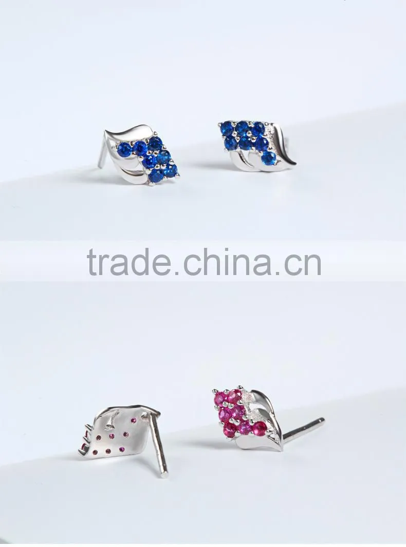 Silver Costume Jewelry Blue Zircon Pure 925 Sterling Silver