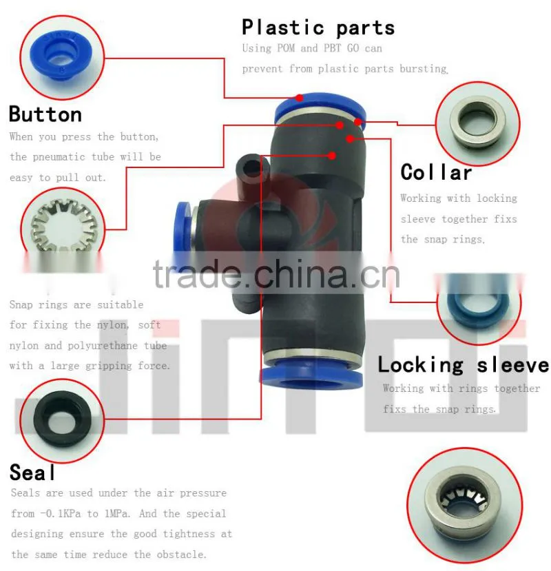 alibaba china pneumatic tee coupling