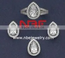 2014 fashion jewelry set with emerald or tourmaline stone