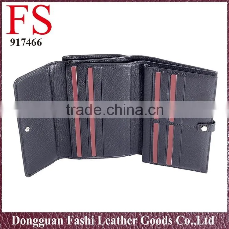 Women Long black High Quality Leather Wallet