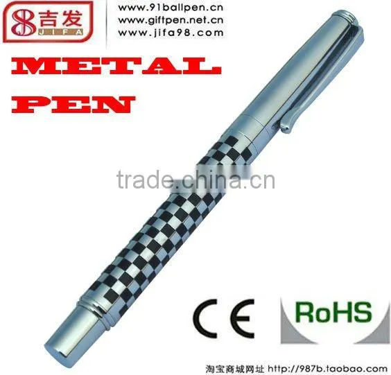 high quality black and white grid metal ball pen