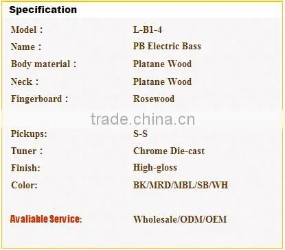 PB Electric Bass acoustic guitar bass hot sales factory price bass (L-B1-4)