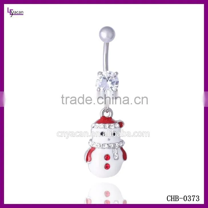 Christmas Snowman 14 Guage Stainless Steel Dangling Magnetic Navel Rings