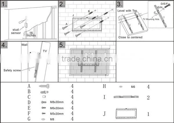 Flat Panel TV Wall Brackets Mount for LCD LED TV Fixed TV VESA Mounts