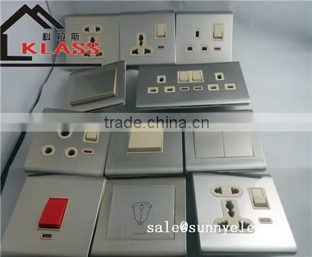 Libya electric light brushed stainless wall switch and socket