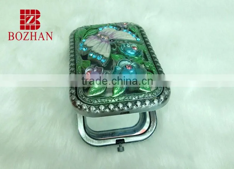 Charm butterfly bronze cosmetic mirror/butterfly promotional gift brozen pocket mirror/bronze butterfly makeup mirror