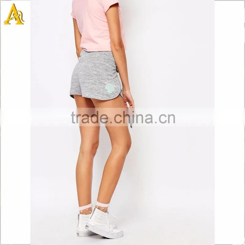 Women fitness sport shorts in Polyester & Spandex with a side string