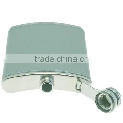 Stainless steel hip flask set with leather