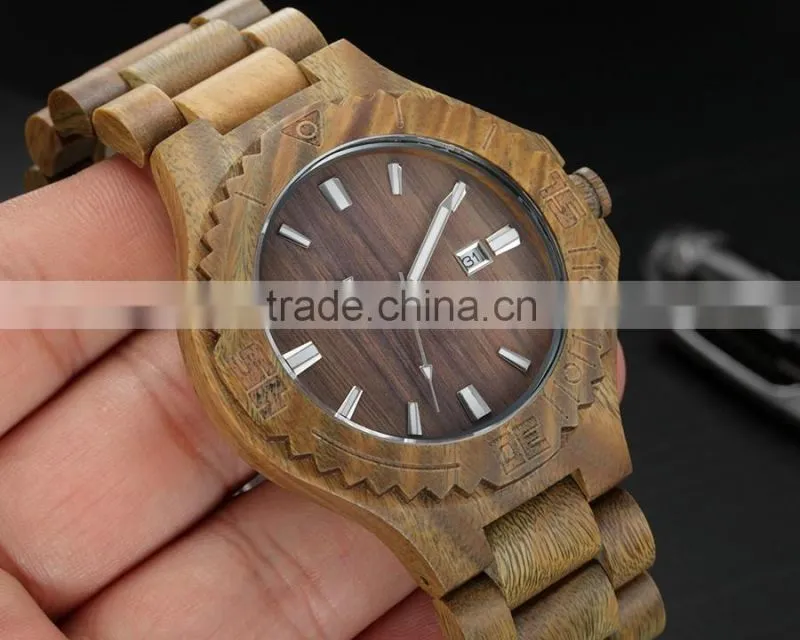 2016 Fashion quartz bamboo wood watch mens wooden watches