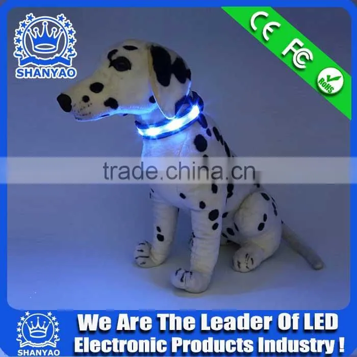 Blue Mini LED Light Leather LED Dog Collar Bulk