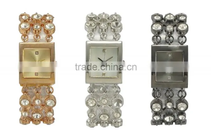 New models unique design big diamond bands alloy quartz jewelry watch