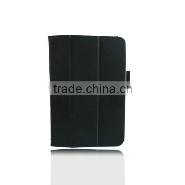 luxury leather case for Samsung tab/tab2 n8000 Three-Fold leather stand