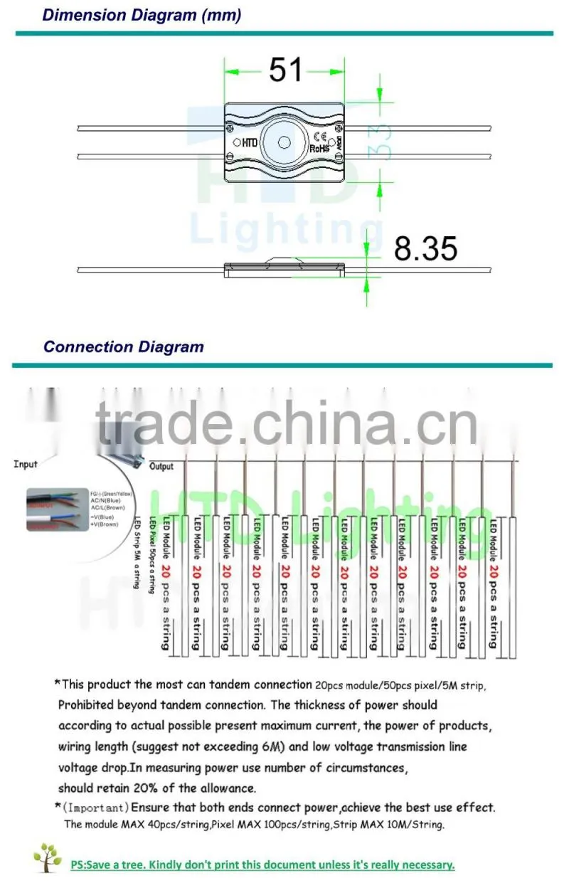 led module waterproof ip66 led module 3535 12v 2 years warranty