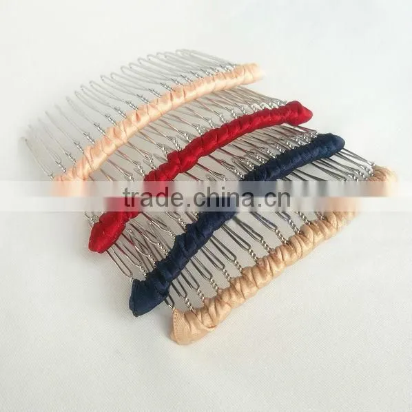 Elegant Girl Cute Flower Metal Hair Comb Wrapped Ribbon Mixed Colors