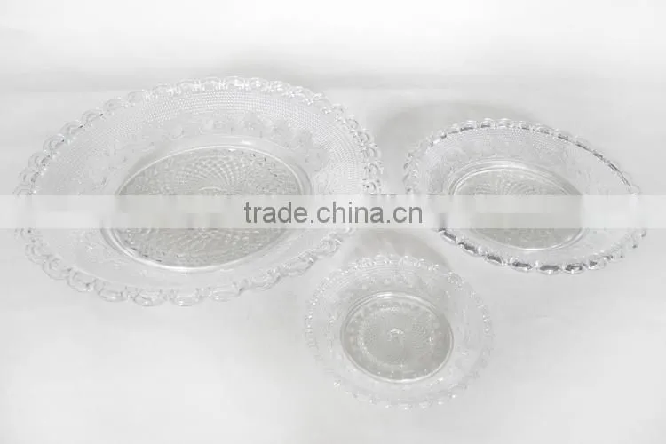 cheap bulk glass dinner plates with embossed flower design
