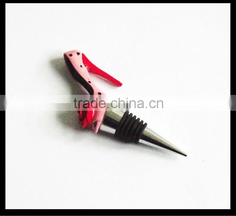 resin and metal Fashion design custom High Heel Shoe Wine Bottle Stopper