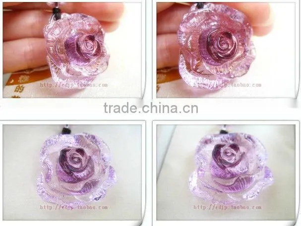 Beautiful lady love crystal glass rose necklace