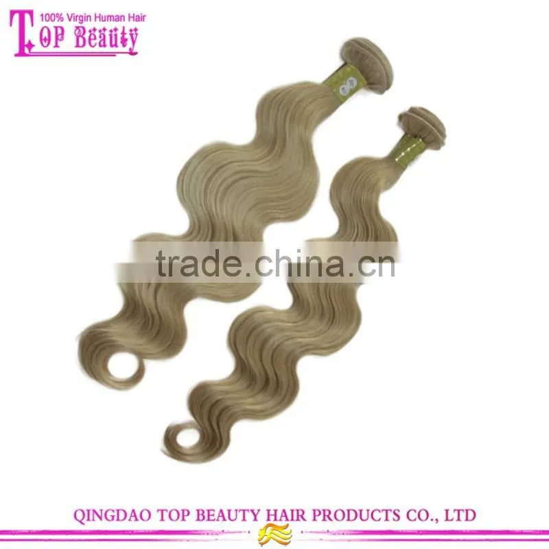 New products wholesale 7a russian hair body wave sew in human hair extensions blonde #22