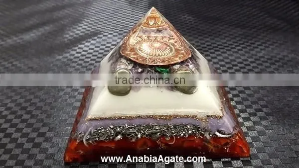 Red Colour Orgone Pyramid With Silver Pearl,s : Wholesale Orgone pyramid