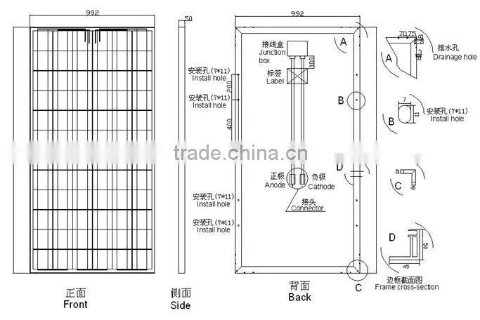 TUV MCS CEC certificated 280W mono solar panel
