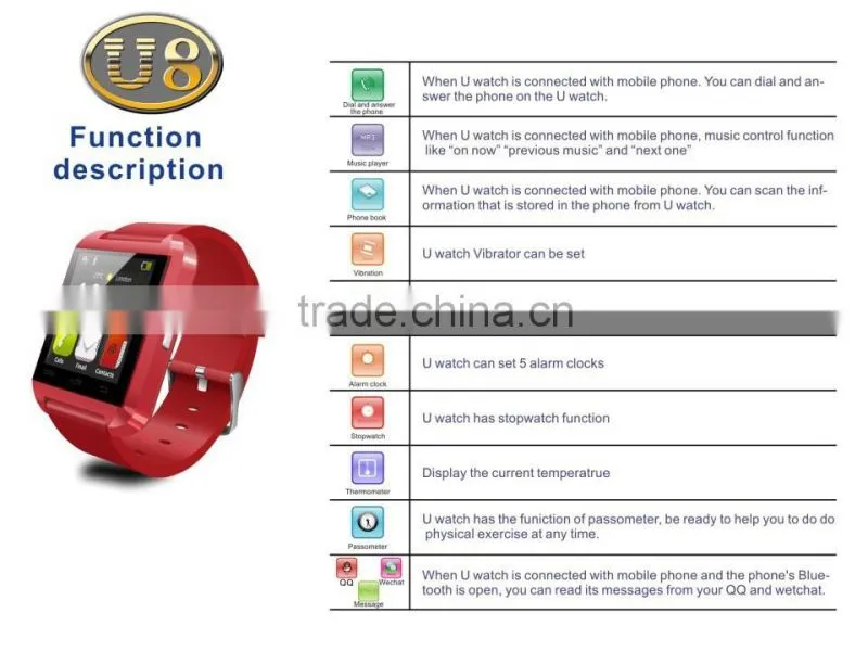 Hot Cheap smart watch U8 Popular Colors Touch Screen android smart watch china best smart watch phone