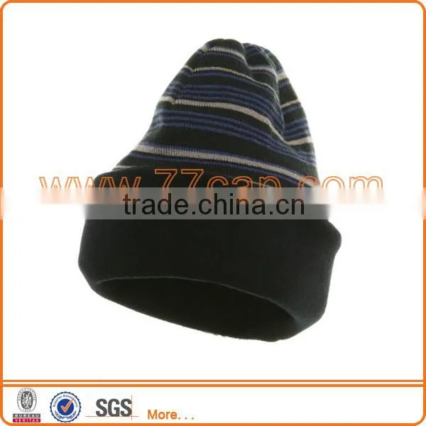 Hot sale striped ladies beanie hat knitting pattern