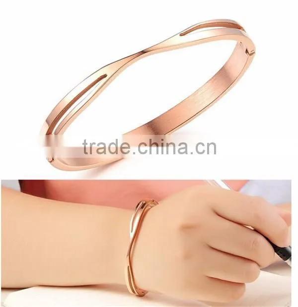 holesale wedding rose gold jewelry unique design polishing cuff bangle for women