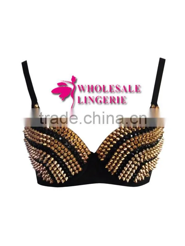 Gold Spike Bra Plus Size Rivet Bra