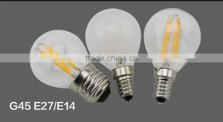 Clear Glass G45 Led Filament Bulb 2W Dimmable Led Bulb Light, 110V E27 Led Filament Bulbs