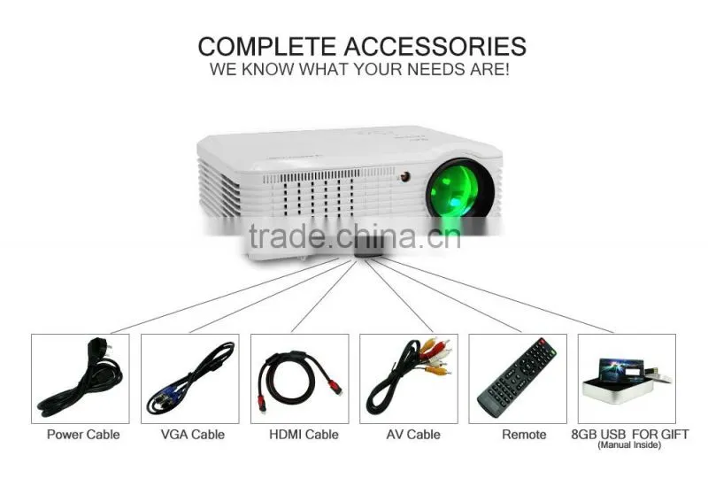 LED LCD Projector Full HD Support 1080P 4500 Lumens 1280x800 Native with Speakers