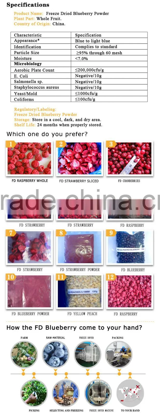 100% Organic FD Blueberry powder juice drink