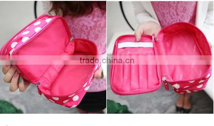 New Style Cute Dot Cosmetic Pouch For Travel with handle
