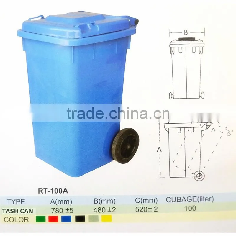 large dustbin plastic open top trash bin