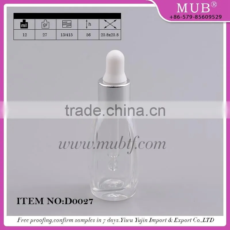2016 new design empty glass essential oil bottles with aluminum dropper cap