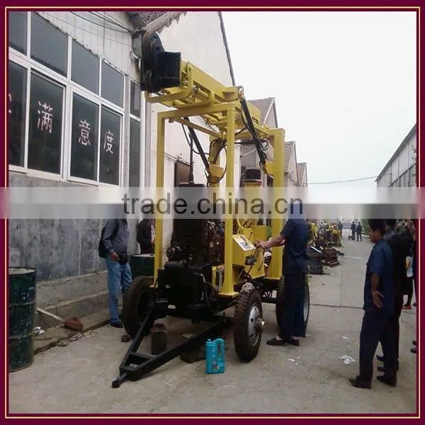 Hot sale!!! deep water well drilling rigs with wheel chassis device