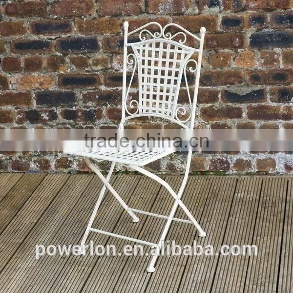 Wrought iron folding chair anti white color vintage style