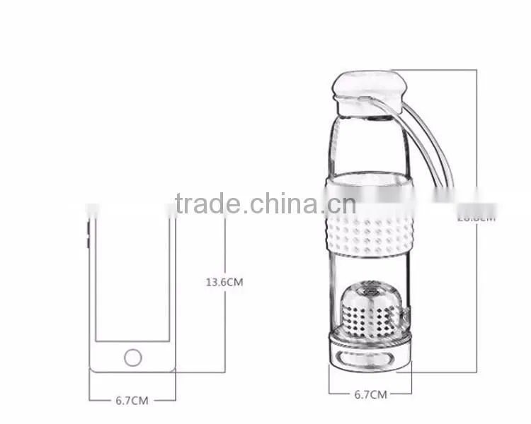 Haonai promotional borosilicate sports filter water glass bottle with silicon sleeves
