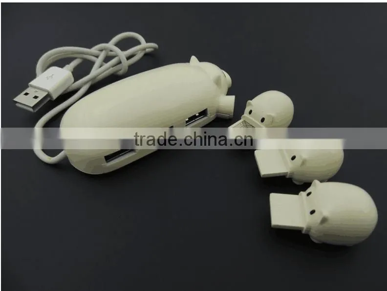 2015 Best Selling pig shape USB hub Creative 3 USB Connect computer USB hub