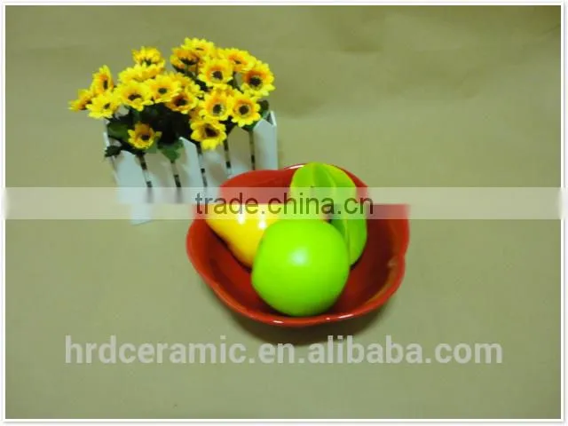 New style the red flower shape ceramic salad bowl